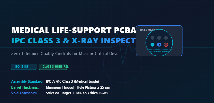 Últimos blogs da empresa sobre Tecnologia médica: Aplicação das normas IPC classe 3 e inspecção por raios-X para PCBA médica de missão crítica
